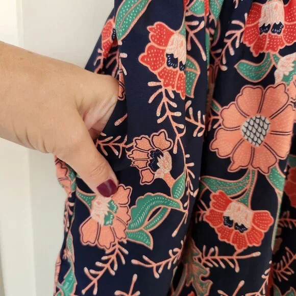 Band Of Gypsies Floral Bustier Mini Dress Navy Coral Boho Cottagecore Cute - Picture 8 of 12